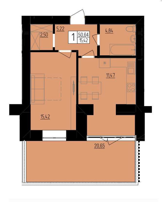 1-кімнатна квартира в новобудові з власною терасою. Хмельницький - зображення 2