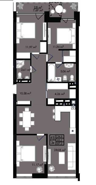 Продаж 3-кім пентхауса по вул Стрийській Мікльоша Львів - зображення 2
