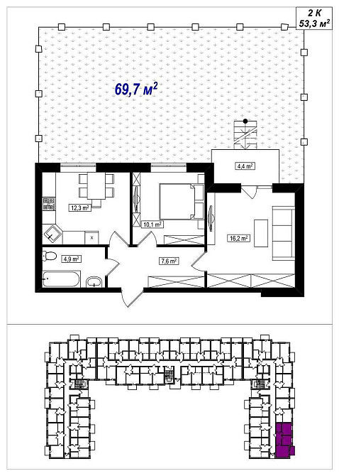 2-кімнатна квартира 53,3 м2 з ділянкою 70 кв.м в ЖК Амстердам Клубний. Білогородка (Київська обл.) - зображення 5