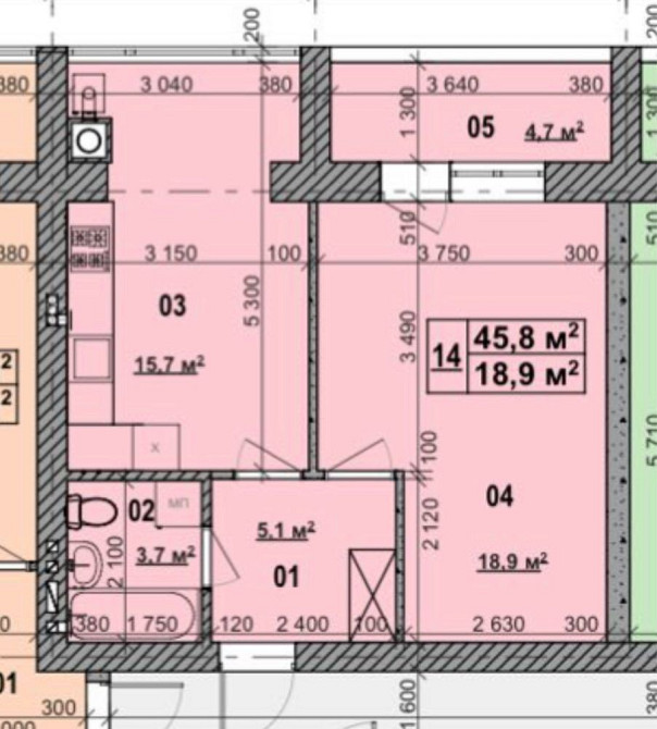 Без %. Продаж 1 к. квартири 45.8м2 Новий ЖК Новий Будинок Ходосівка Ходосівка - зображення 2