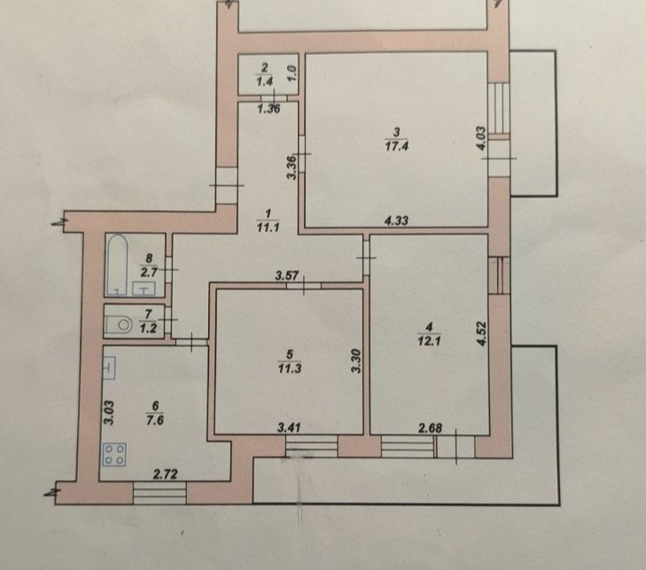3 х кім , Домбровського/Хлібна, 72 м2 Житомир - изображение 2