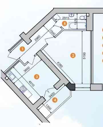 Велика однокімнатна квартира 47.8 м.кв, в готовому будинку Ивано-Франковск