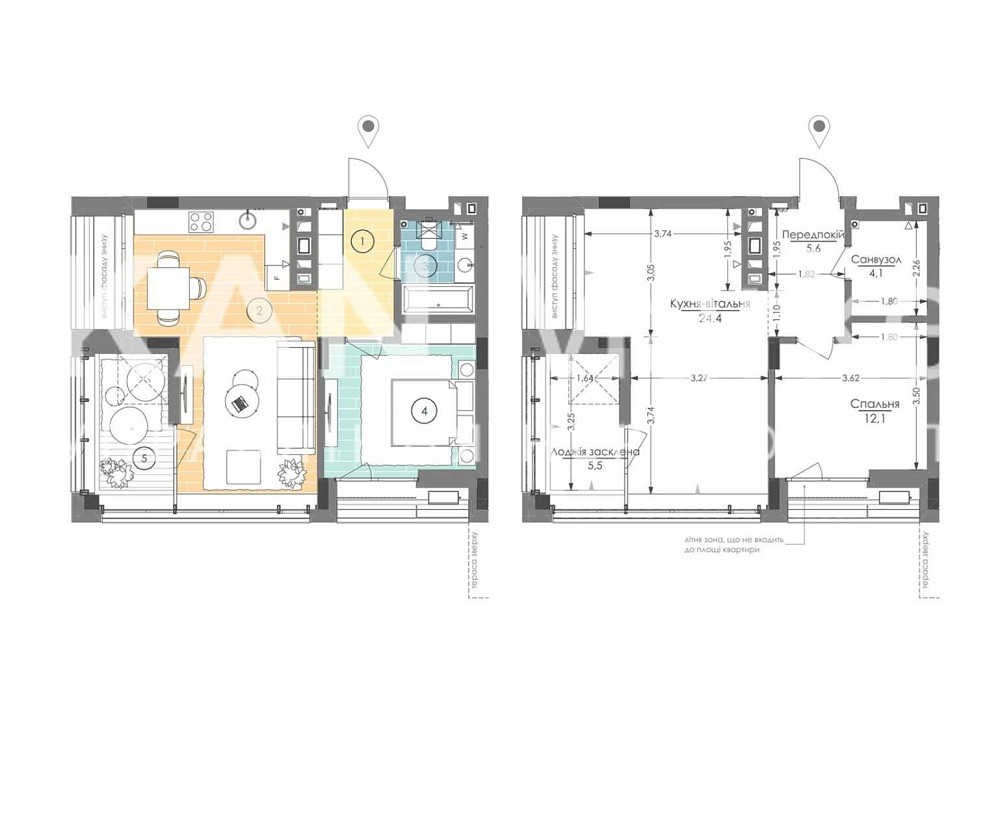 ПРОДАЖ 52,7 м2, 1-кімн квартира, ЖК UNIT.Home Юніт Хоум! БЕЗ КОМІСІЇ Київ - зображення 2