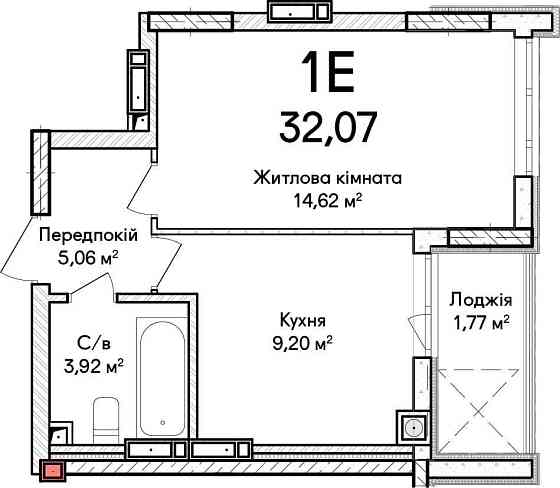 1к квартира без ремонту ЖК Синергія Сіті Ирпень