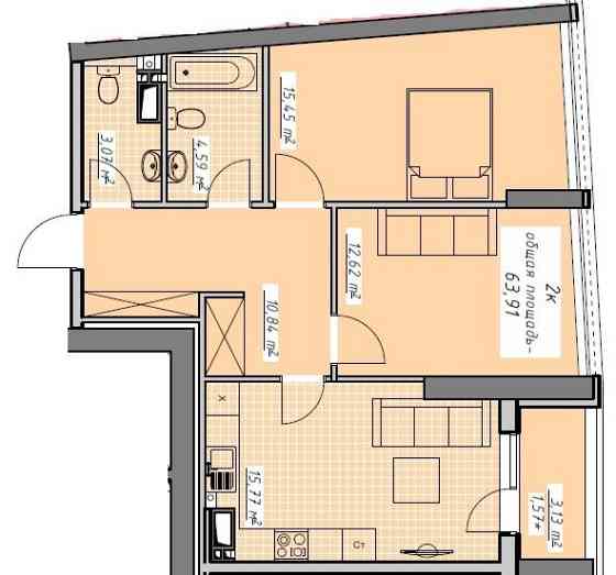 Продам 2 комнатную квартиру ЖК Атмосфера, сданная секция Одеса
