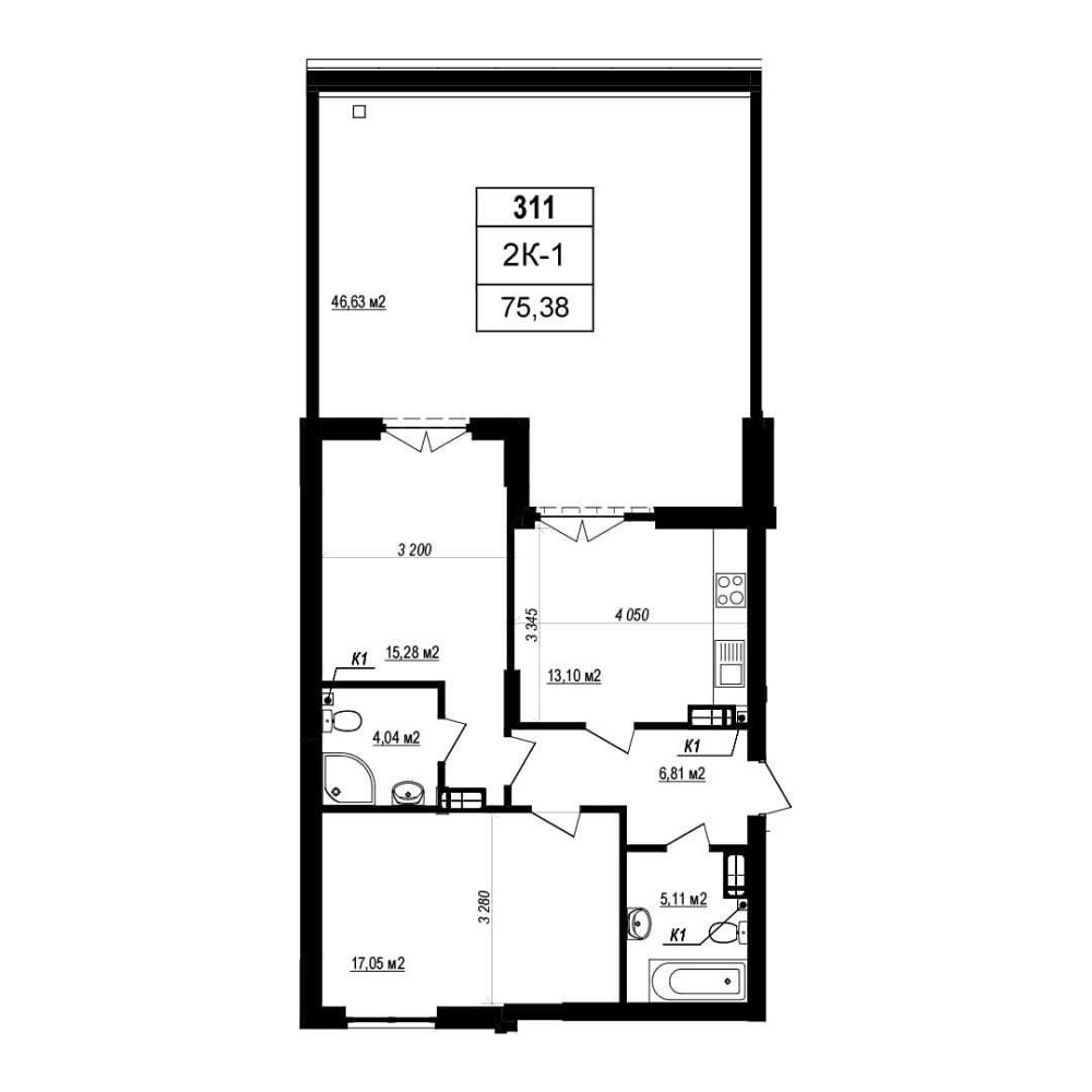 Двушка на 1 поверсі з власною терасою (площа тераси - 46 м2) Софиевская Борщаговка - изображение 1