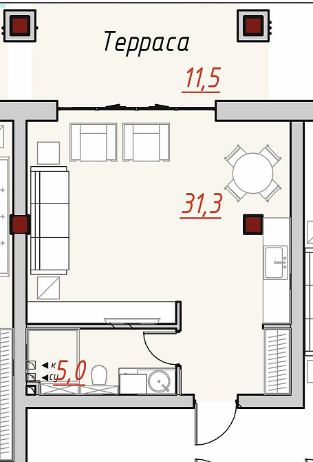 Квартира-студия с террасой в ЖК "OZONE"! Азарова. Французский бульвар Одесса - изображение 6