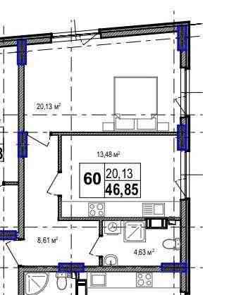 Продаж  євродвушки 46,85 кв. м в ЖК Ліберті Парк Киев