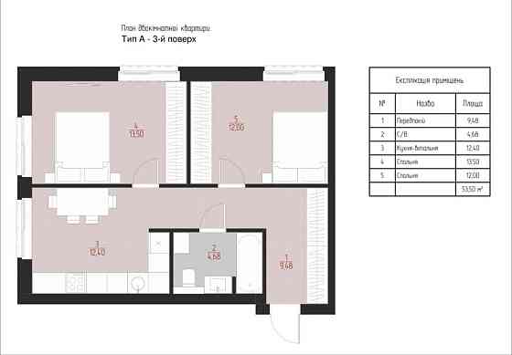 Прожаж 2-кімнатної квартири 53м2 Білогородка 28200$ Белогородка (Киевская обл.)
