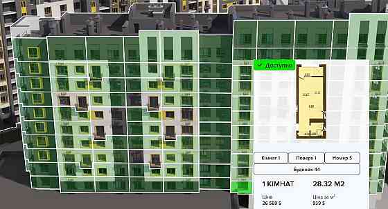 Найкраща ціна квартира 28,59 м2 за за 23 730 дол! ЖК Молодість 3 2 пов Ирпень