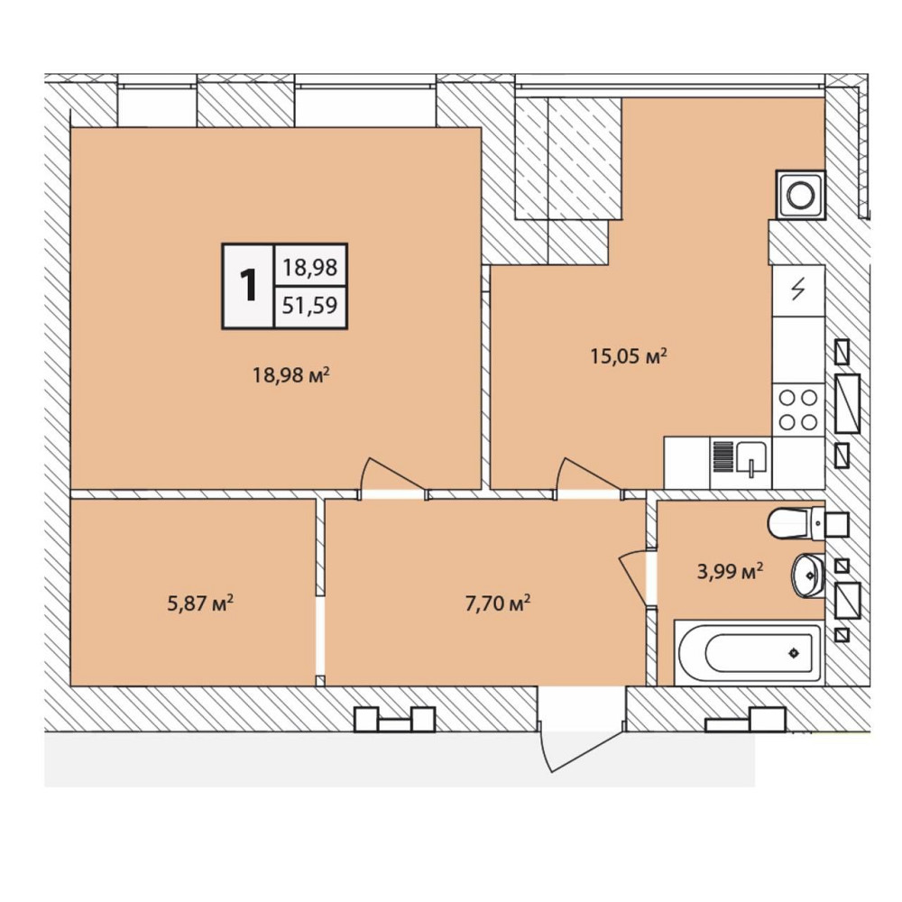 Велика однокімнатна квартира Староконстантинов - изображение 2
