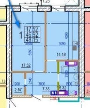 Продам большую 1 комнатную квартиру в ЖК ОВИС, 47м2 VW Харків - зображення 2
