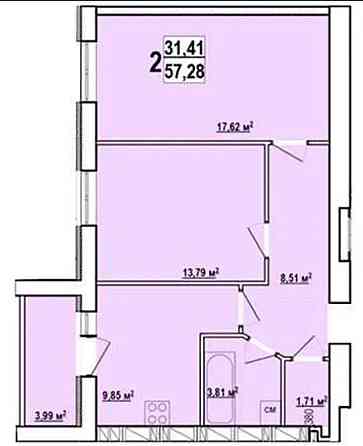 Продам 2 комнатную квартиру в НОВОСТРОЕ 57м2, ЖК Мира-3 VW Харків