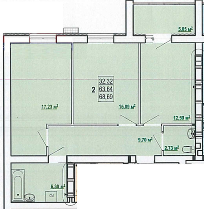Продам 2-комн квартиру 68м2 в Новострое  ЖК ПОБЕДЫ 2 MV Харків - зображення 1
