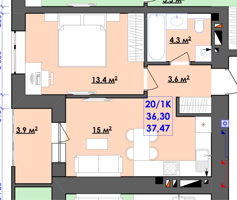 Терміново! 1 кім квартира біля річки Ивано-Франковск - изображение 1