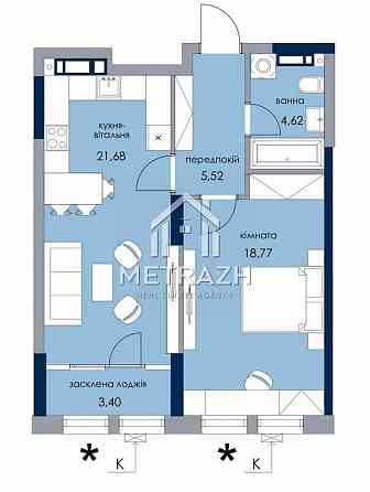 Топ ціна! Видова 1к квартира  54 м² ЖК " Новий автограф " Київ