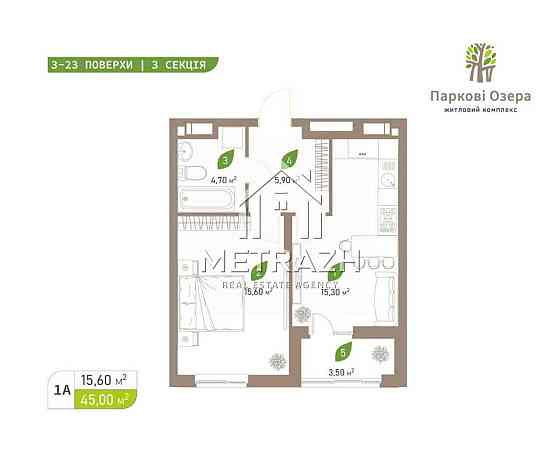 ТОП ЦІНА! Яскрава 1к квартира 45 м² ЖК " Паркові озера " Київ
