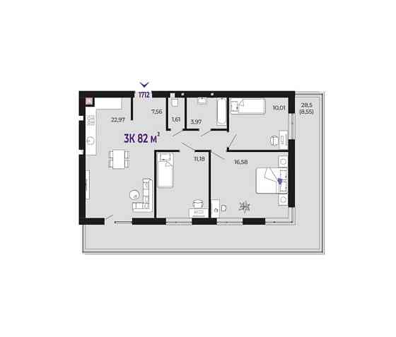 3к квартира 82м.кв з великим власним патіо Крихівці