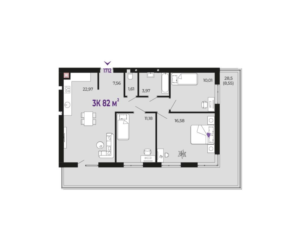 3к квартира 82м.кв з великим власним патіо Криховцы - изображение 2