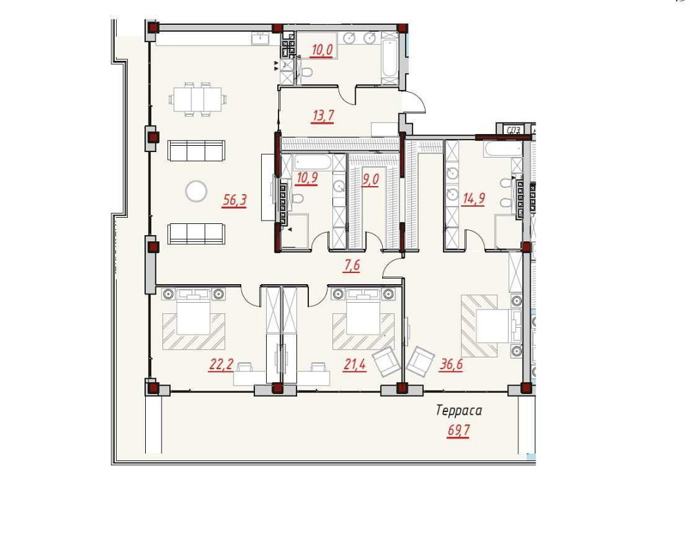 Элитные 3-комн. апартаменты 277 м²  в ЖК OZONE! Французский бульвар Одеса - зображення 3