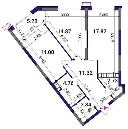 2к квартира 74,17 м2, ЖК Грейт (Great), 9 буд., 2R5, 15 поверх. Без%. Київ
