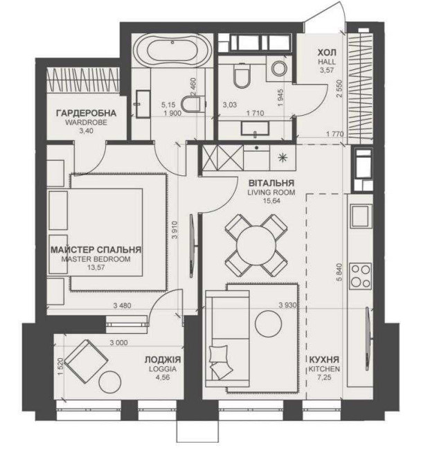 ЖК Трініті 56.2 м2 Печерськ Київ - зображення 3