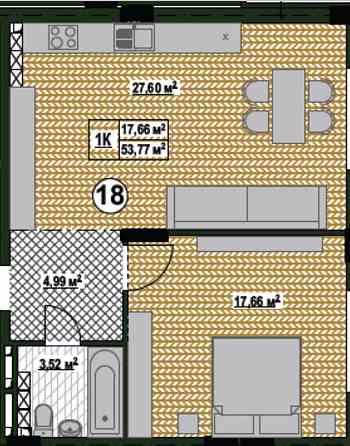 Продаж житла з виходом на власну терасу ,53,77м2 ,м.Лісова Київ