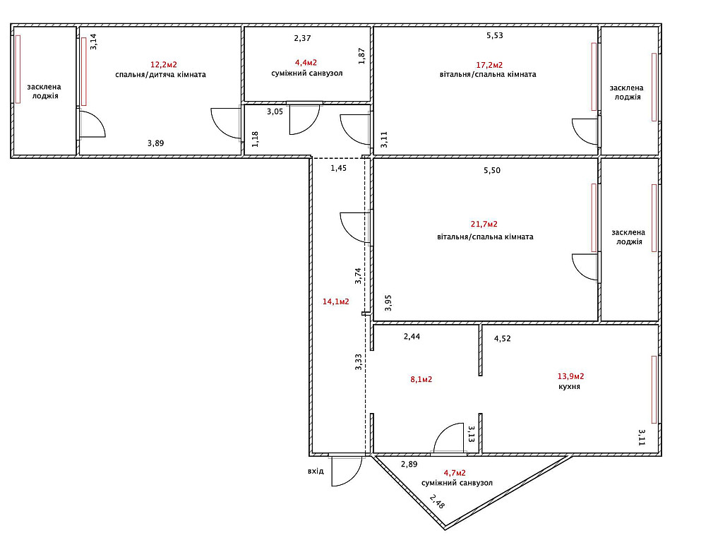 БЕЗ % проспект Бажана 36, 3 кімнати, Харківська, Позняки Київ - зображення 3