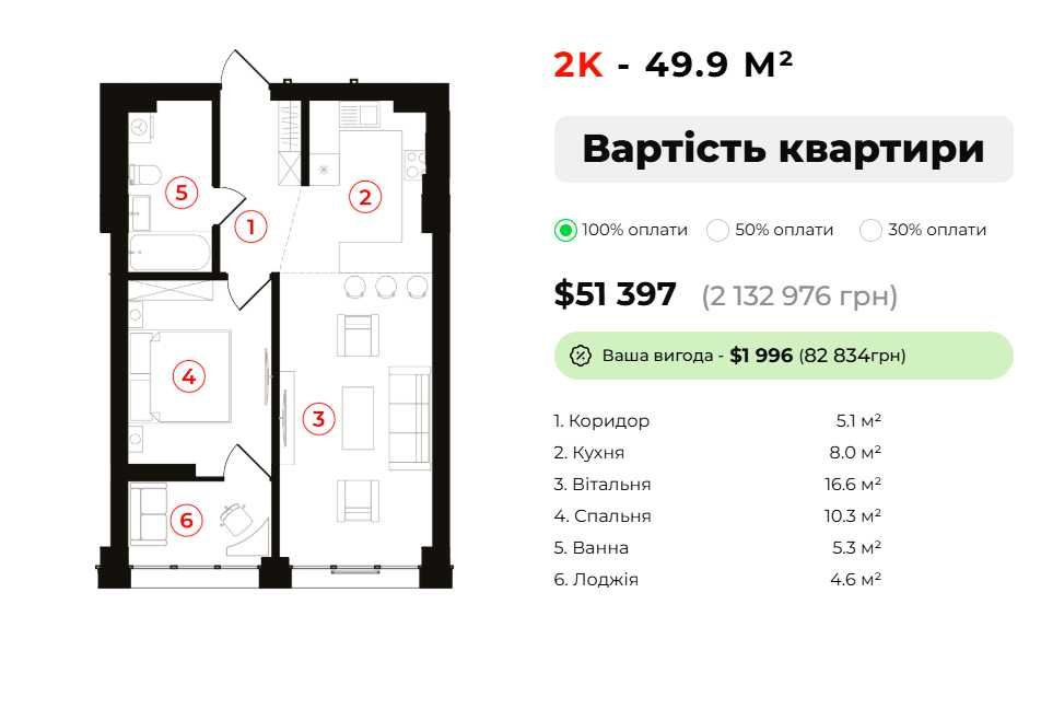2кімнатна збудована 49,9 кв.м, ЦЕНТР, Ярковиця, бізнес клас Ивано-Франковск - изображение 1