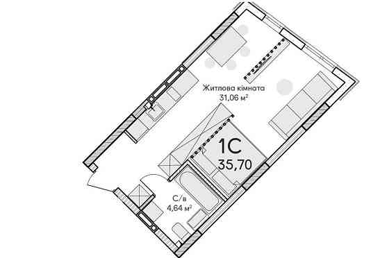 Продам 1-к смарт-квартиру36.2м²: для студентів. Синергія Сіті\ буд.12 Ирпень
