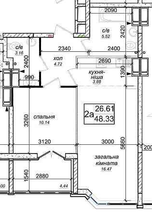 Продаж євродвушки 48м.кв в ЖК Одеський бульвар, метро Теремки, без% Великие Новоселки