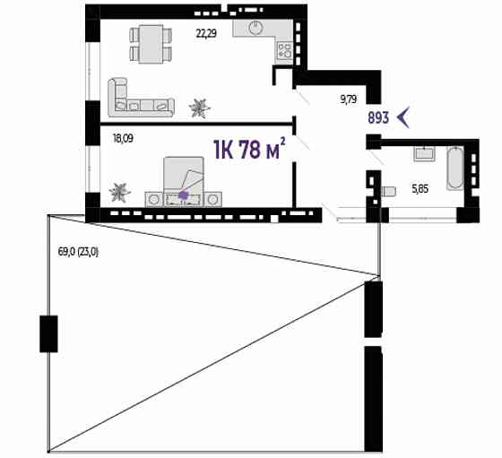 Квартира 78м.кв. з терасою Івано-Франківськ
