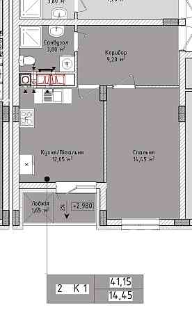Продаж 1к кварт на 2-му пов. пл. 42 м2 в новобуд Солонка, вул Рубчака Солонка (Львівська обл.)
