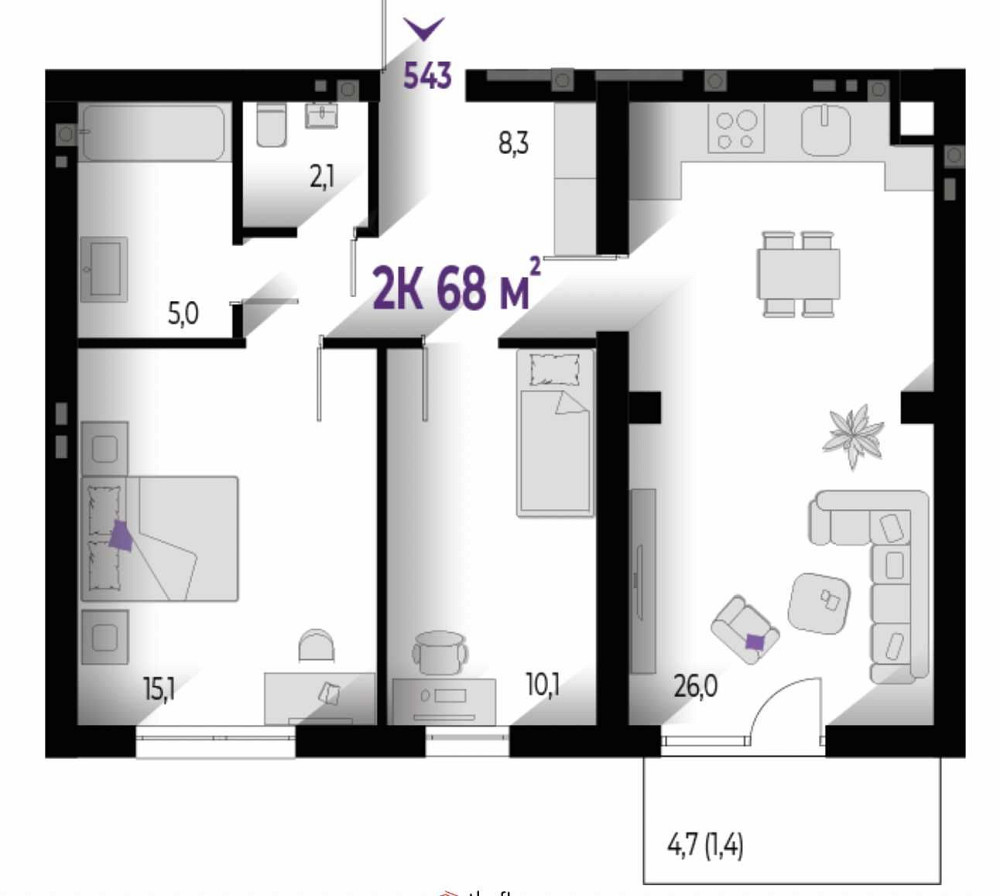 Готова 2к квартира 68м.кв. р-н Позитрон Івано-Франківськ - зображення 1