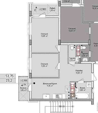 Продаж 2к кварт на 2-му пов. пл. 54 м2 в новобуд Солонка, вул Рубчака Солонка (Львівська обл.)