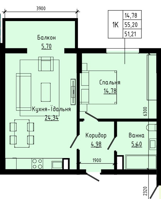 Однокімнатна квартира, центр міста, 42 м.кв Підлужжя - зображення 4