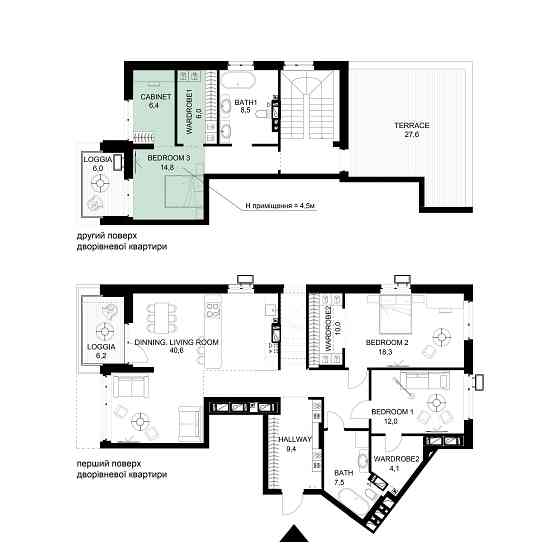 Ексклюзивний дворівневий пентхаус 165 м² з трьома спальнями Київ