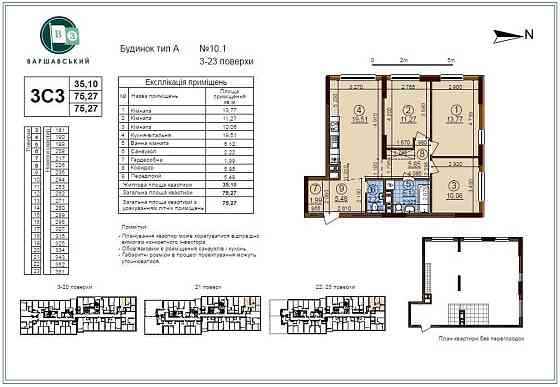 Продам 3-к квартиру в ЖК Варшавський 3
Буд. 10.1 введ. в експлуатацію Київ