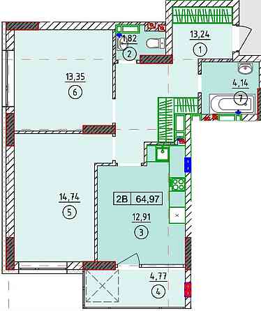 Продаж 2к квартир 65 м.кв. в ЖК Атмосфера РОЗСТРОЧКА Вишневое