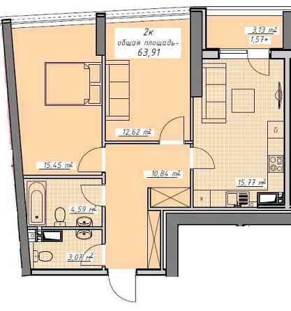 2к квартира в ЖК Атмосфера. Секция 2, сдана, немножко вида моря. Odesa