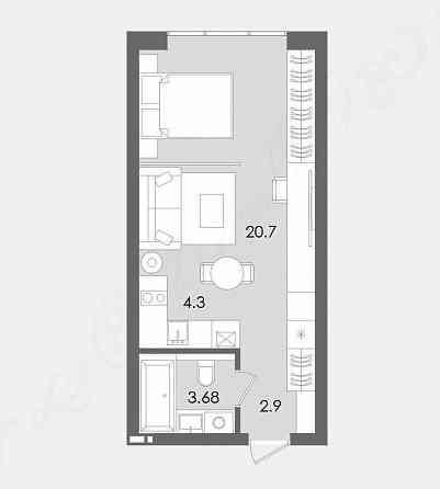 1-кімнатна квартира 31,58 м² з кухнею-вітальнею у зданому будинку. Святопетрівське (Києво-Свят.р-н)