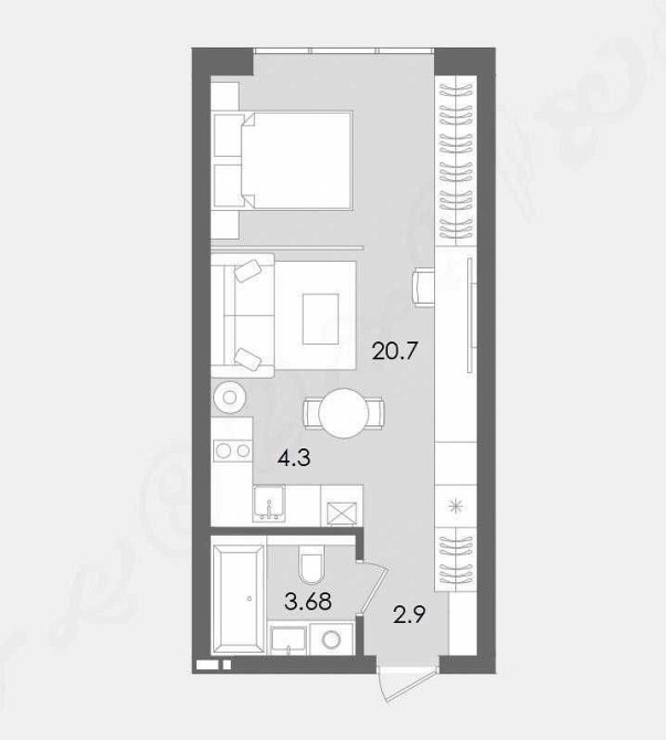 1-кімнатна квартира 31,58 м² з кухнею-вітальнею у зданому будинку. Святопетрівське (Києво-Свят.р-н) - зображення 2