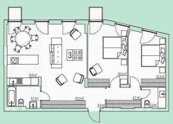 Парк Таун!Величезна двокімнатна квартира в найкращій локації! Буча