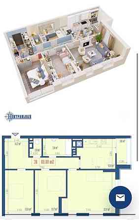 3 комнатная квартира в ЖК Центральный Измаил