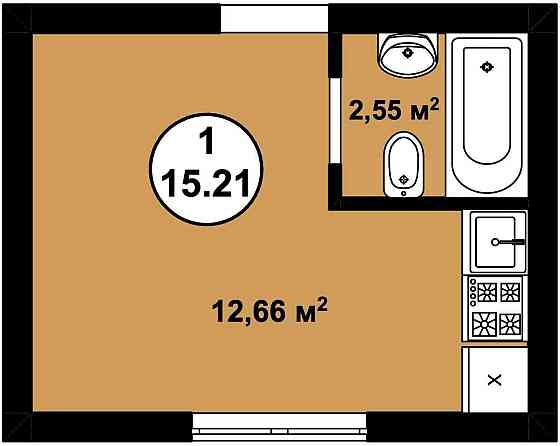 Смарт Квартира 15.21 кв.м. | Новобудова | Газ | Охорона | ЖК Аура Парк Крюковщина