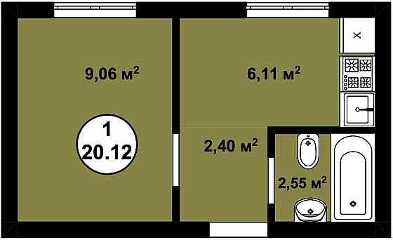 Готова квартира 20.12 кв.м. з документами | Роздільна | Aura Park Крюковщина