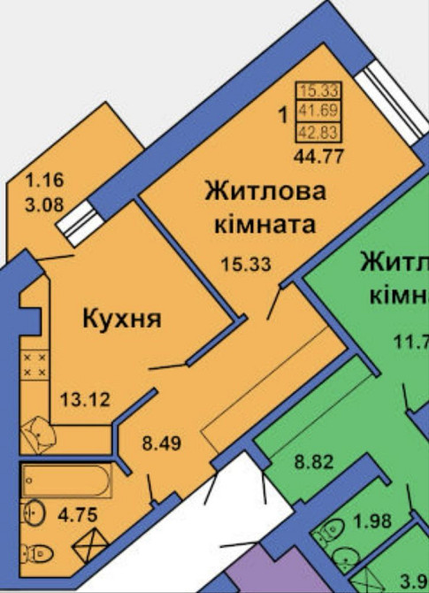 Продаж 1-но кімнатна Весняна Полтава - изображение 1