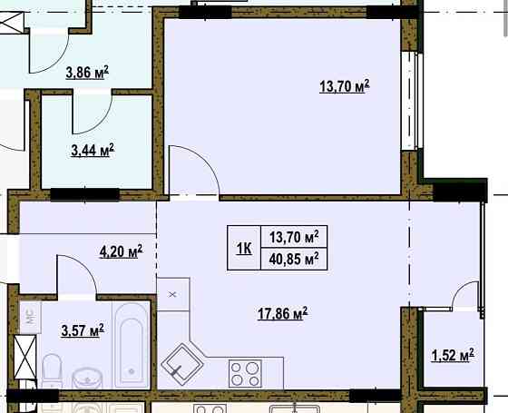 Велика однокімнатна квартира в Києві з балконом , Деснянський район Київ