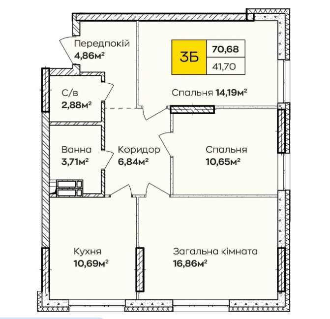 Трикімнатна квартира 70.68 м² — можна в розстрочку на 36 міс.! Київ - зображення 6