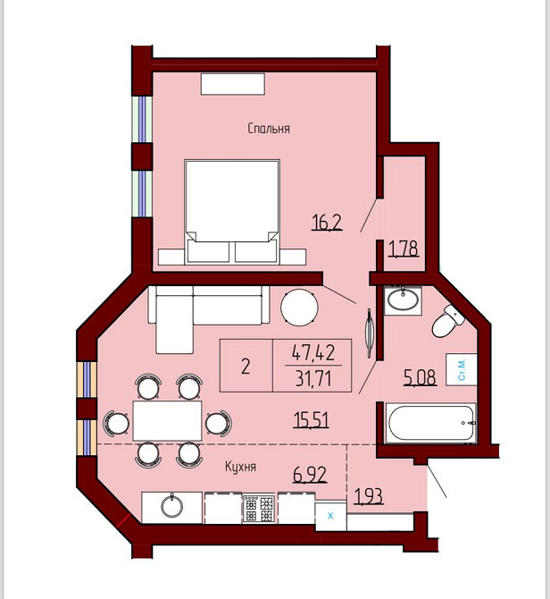 Елітна Новобудова - 47 м2 - Проспект-Щербанюка Чернівці - зображення 5